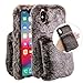 Awenroy Cover in Peluche per Samsung Galaxy S7 Carina Morbida Silicone TPU Peluche Custodia Cinturino Peloso Inverno Soffice Caso Fatto a Mano Glitter Diamante Antiurto Cover - Marrone
