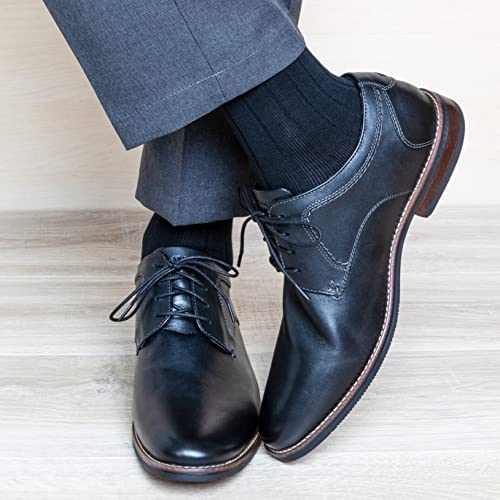 Men's 3 Pair SUPER SOFT PIMA Cotton Black Socks, Seamless Toe, Ribbed or Flat Knit, Crew Length Socks4