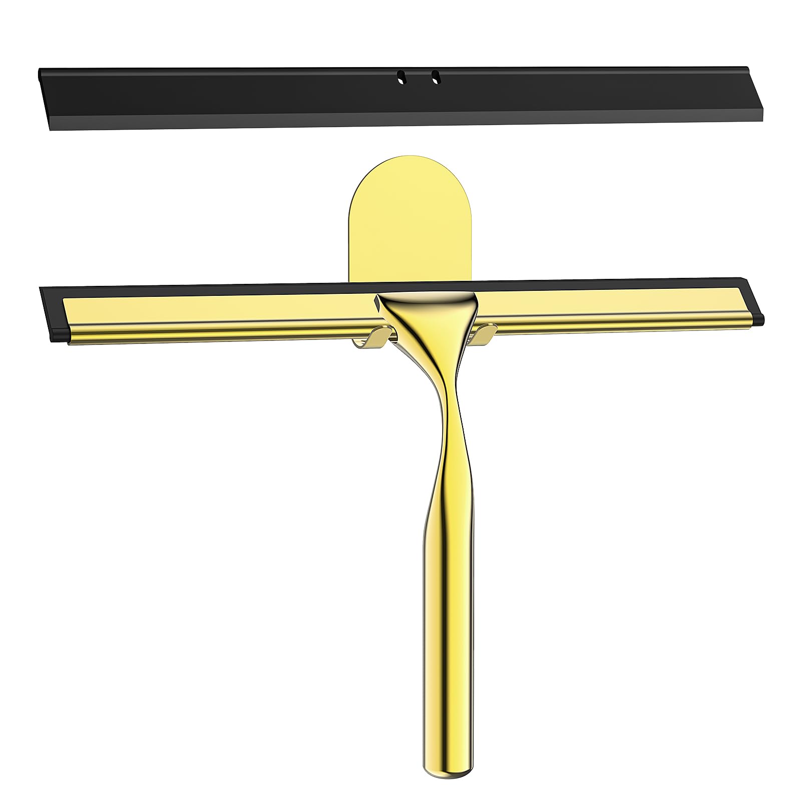 Radikor Gold Shower Squeegee, 25.5Cm Squeegee Shower Cleaner, Shower Screen Wiper, Stainless Steel Shower Squeegee, Shower Wiper, Shower Scraper For Shower Doors, Bathroom, Kitchen, Window, Mirror