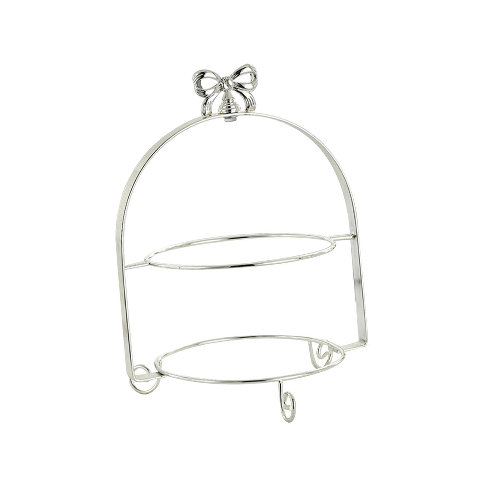 AMSLSIU Bright Elegant Modern Cupcake Stand Holder Pastry Stand Showcasing Desserts At Next Gathering Tiered Tray Fruit Display Holder Organizer Snacks Metal, silvery, double tier