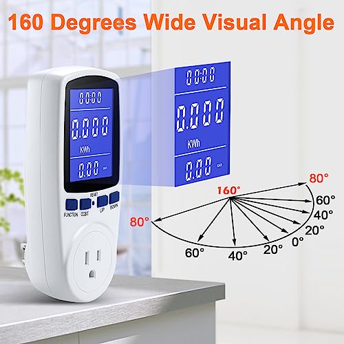 Upgraded Brighter Lcd Display Night Vision Power Meter Plug, Power Consumption Monitor Energy Voltage Amps Electricity Usage Monitor, Overload Protection, 7 Display Modes For Energy Saving, Watt Meter #TOP3