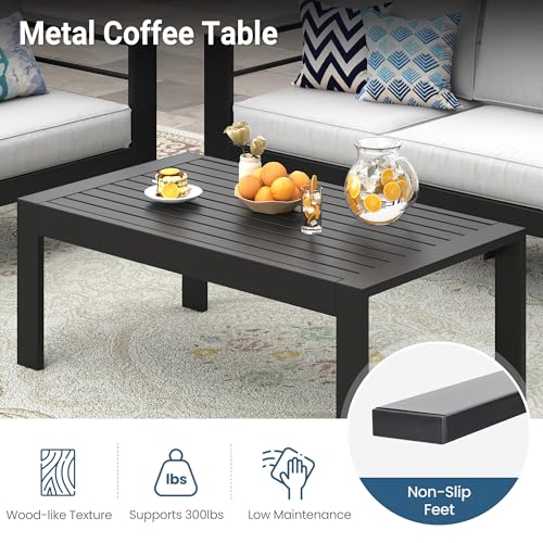 Wisteria Lane Metal Patio Furniture Sofa, All-Weather Outdoor Couch with Upgraded Cushions, Weather-Resistant Heavy Duty Modern Outdoor 2 Seats Sofa for Garden, Balcony, Deck, Backyard, Light Grey