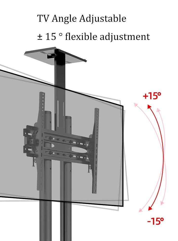 Supporto TV Mobile con Ruote bloccabili - Carrello TV Regolabile in Altezza per Ufficio/Scuola/Hotel, schermi Piatti da 32-70 Pollici
