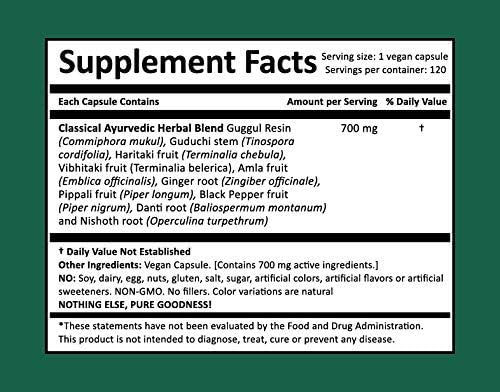 Kaishore Guggul, Harmony Nutraceuticals, Traditional Ayurveda 120 Vegetarian Capsules - Image 6