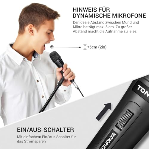 TONOR Dynamischer Mikrofon mit 16ft/5m XLR Kabel, 6,35mm Klinke Handmikrofon Microphone kompatibel mit Karaoke Maschine, für Bühne, Studio, KTV & Heimgebrauch Audio – Bild 5