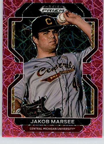 2022 Panini Prizm Draft Picks Prizms Neon Pink Velocity #180 Jakob Marsee RC Rookie Central Michigan Chippewas Baseball Trading Card