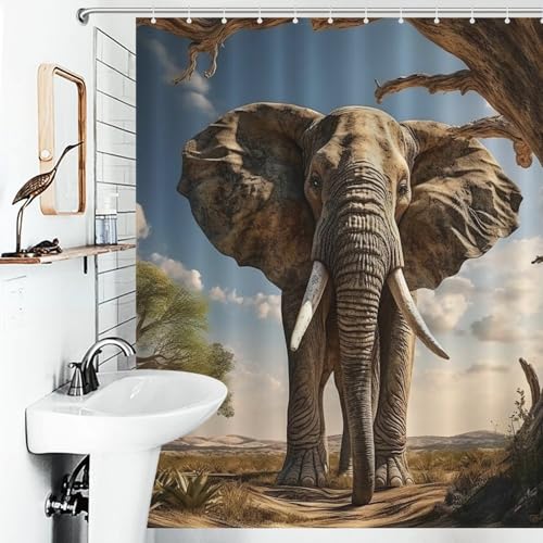 Rideau de douche anti éclaboussure ElephFourmi lavable en polyester - 6