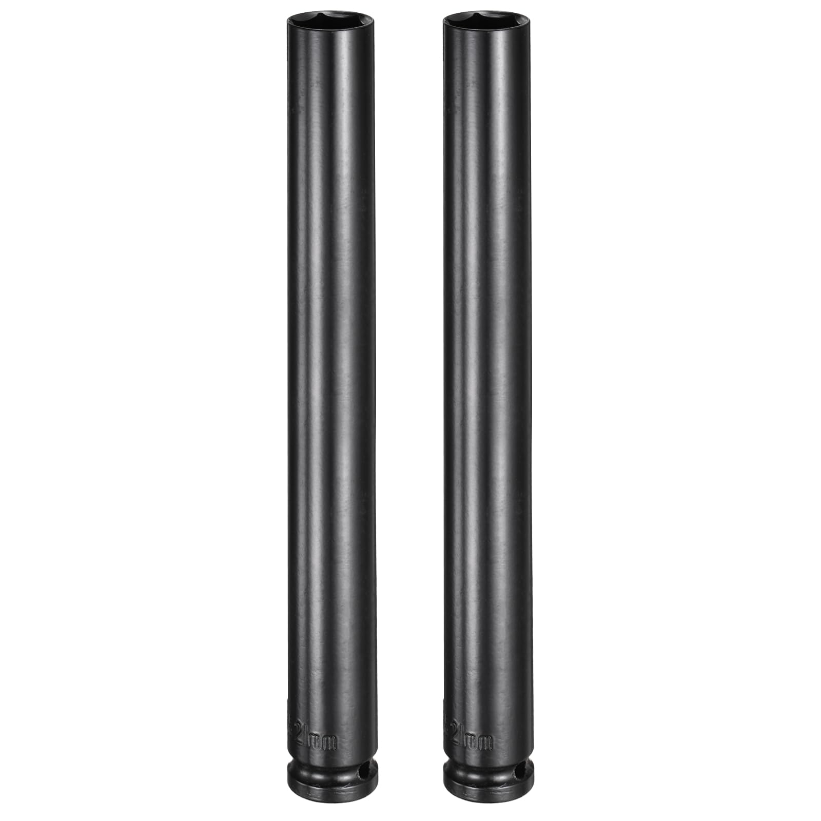 sourcing map 2pcs 6-Point Deep Impact Socket 1/2" Drive 21mm Metric Socket 11.6" (295mm) Extra Long Heat-Treated 45# Steel for Home Auto Spindle Axle Hex Nuts Bolts Repair, Black โ image 1