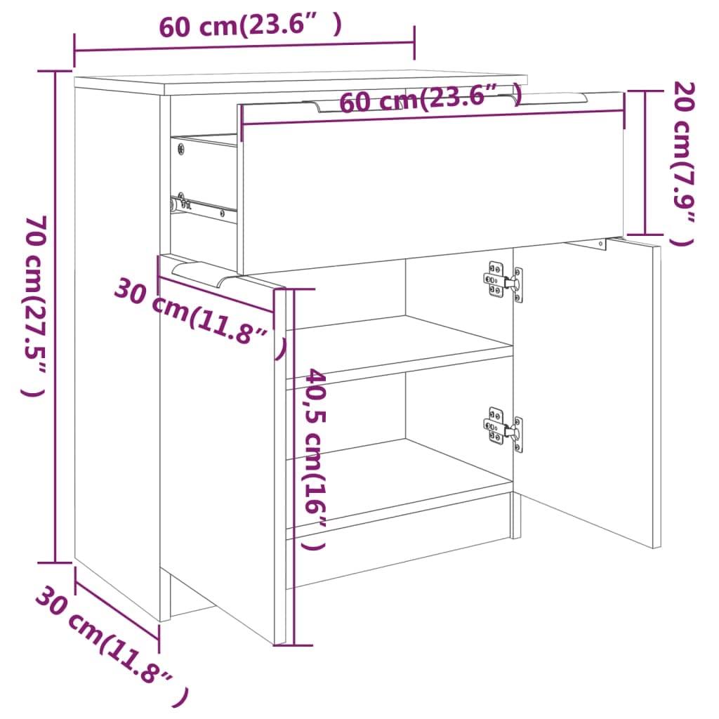 vidaXL Buffet Organisateur de Maison Armoire de Rangement Meuble de Rangement Armoire de Salon Intérieur Blanc 60x30x70 cm Bois d'Ingénierie