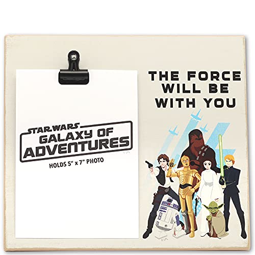 Open Road Brands Disney Star Wars The Force Will Be With You Wood Photo Clip Frame for 5x7 Picture - Fun Star Wars Decoration