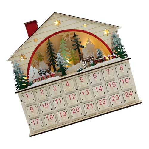 Calendrier de l'Avent en bois LED lumineux pour une décoration de Noël chaleureuse