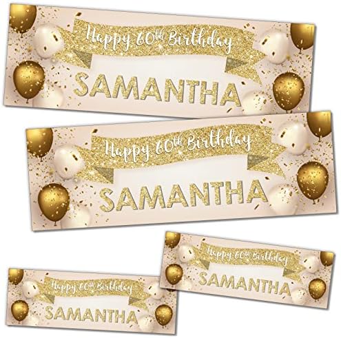 1 x 6FT Large Banner | Happy Birthday Personalised Birthday Banners | 21st 50th 60th 40th 16th 70th 30th 80 18th | Birthday Decorations Birthday Banners | Black Gold Print