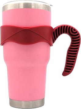 30 oz Tumbler Handle, Anti Slip Travel Mug Grip Cup Holder for Vacuum Insulated Tumblers, Suitable for Yeti Rambler, Trail, Sic, Ozark and More 30 Ounce Tumbler Mugs/Car Cups Accessories Red