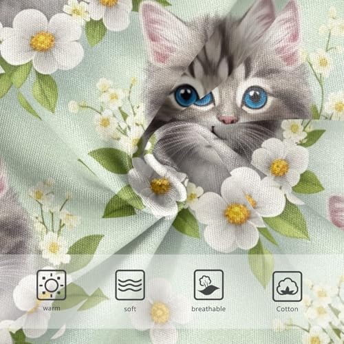 CHIFIGNO Boys Underwear Cotton Briefs Breathable Soft Kids Boys Underwear Briefs, Cute Cat Flowers Green3