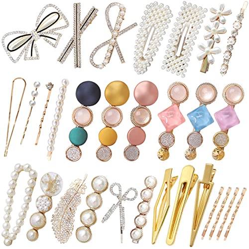 KEYRI 30 Piezas Clips de Pelo Horquillas Pelo Niña Perla Pinzas Pinzas Pelo de Diamantes de lmitación Accesorios Pelo Niña Clips Pelo para Mujer Niña Fiesta Boda Regalos (30 Piezas)