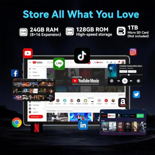 Image of Android 16 Tablet 11 Inch with Gemini AI, 90Hz FHD Display, T7250 Octa-Core, 32GB RAM 128GB ROM / 1TB TF, 16MP+8MP Cameras, 8000mAh, GMS, Widevine L1, 2-in-1 Tablet with Keyboard, Mouse Stylus
