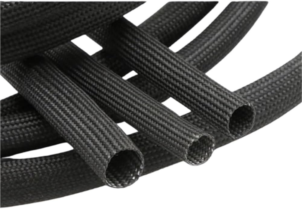 1pc Braided Fiberglass Sleeve - 600°C, 1m/5m Length, Flame Retardant Cable Management Tube for Home & Office Use(Black,14MMx5M)