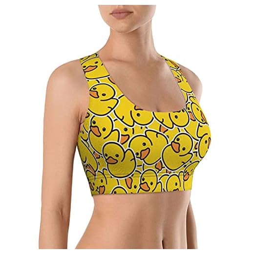 Rubber Duck Pattern Seamless Comfortable Sports Bras for Women Longline Padded Bra Yoga Crop Tank Tops Fitness Workout Running Top XL