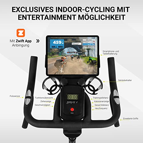 MSPORTS Indoor Cycling Bike Elite Black Series | Speed Bike 20KG Schwungrad | Ergometer - Hometrainer Fahrrad mit… – Bild 4