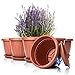 Produktbild BigDean 6X Blumentopf mit Untersetzer rund ø40xH31 cm Terracotta - wetterfester Pflanzkübel - Wasserablauf UV-beständig aus bruchsicherem Kunststoff - Innen + Außen geeignet - Made in Europe
