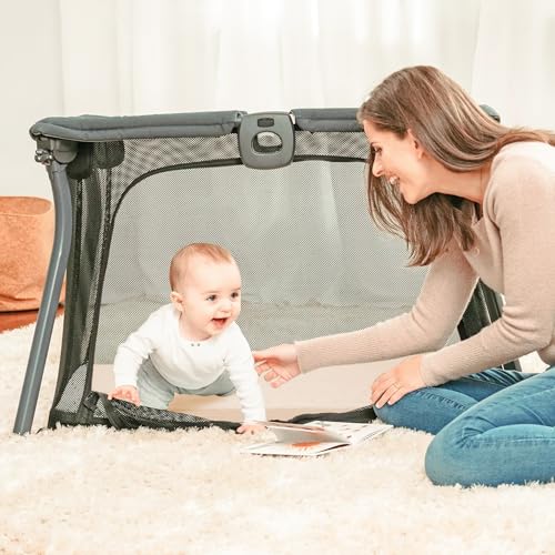 Image of Konssy Muslin Mini Crib Sheets, 100% Soft Cotton Pack and Play Sheets for Pack N Play Mattress, Playard Baby Crib Sheets for Baby Girls(Brown, Cream)