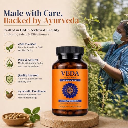 Image of Veda Joint Pain Capsules | Ayurvedic Herbal Formula for Arthritis, Knee & Back Pain | With Guggul & Shallaki | 60 Veg Capsules