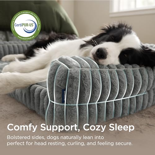 Bedsure ComfyFleece™ Orthopedic Dog Beds Large Sized Dog, Waterproof Memory Foam Pet Couch Sofa with Sides, Non-Slip Bottom and Egg-Crate Foam Large Pet Bed with Washable Corduroy Cover, Grey - Image 4