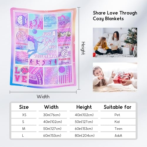 Volleyball Blanket - 30x40 Inches Sports Throw Blanket for Kids - Pink Soft Fuzzy Blankets for Couch & Office