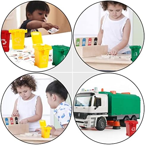 YARNOW Wheelie Bin 4pcs Trash Can Toy Garbage Trucks Trash Cans Mini Curbside Vehicle Garbage Bin Trashcan Recycle Can Office Desk Pencil Cup Holder Desktop Organizer Garbage Bin