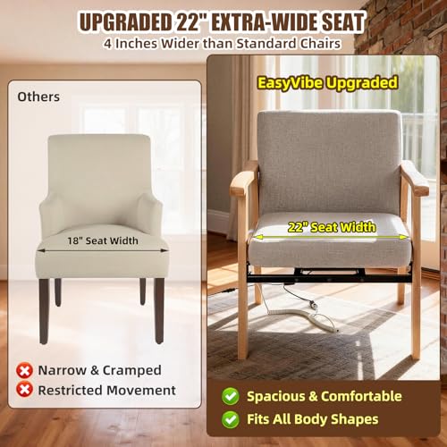 Image of EasyVibe 22 inch Extra Wide Power Lift Chair for Elderly - Compact Solid Wood & Breathable Fabric Electric Sit to Stand Chair, Motorized Upright Armchair for Seniors, Supports 280 lbs, Beige