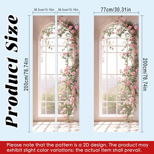 Image of Nuxovilar Romantic Floral Arch Door Stickers Peel Stick PVC 30.3x78.7 in