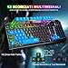 immagine 5Tastiera da Gioco, WisFox Tastiera Cablata USB Retroilluminata a Colori Rainbow, Tastiera da Computer Ultrasottile Silenziosa in Metallo con Design Resistente Agli Spruzzi per Windows PC Gamer - Nero