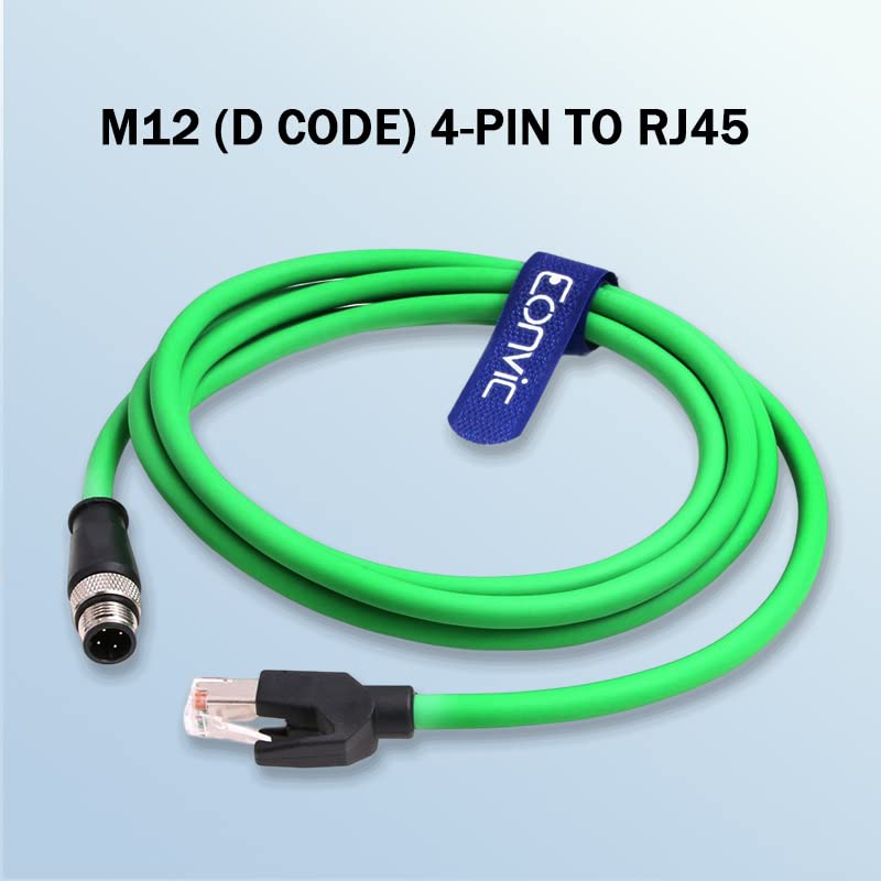 EONVIC M12 Ethernet Cable High Flexible M12 to RJ45 Patch Cord 4Pin D-Coded Industrial Shielded Cat5e SFTP 26AWG Waterproof IP67 for Cognex Industrial Ethernet High Flex Cable - Image 2