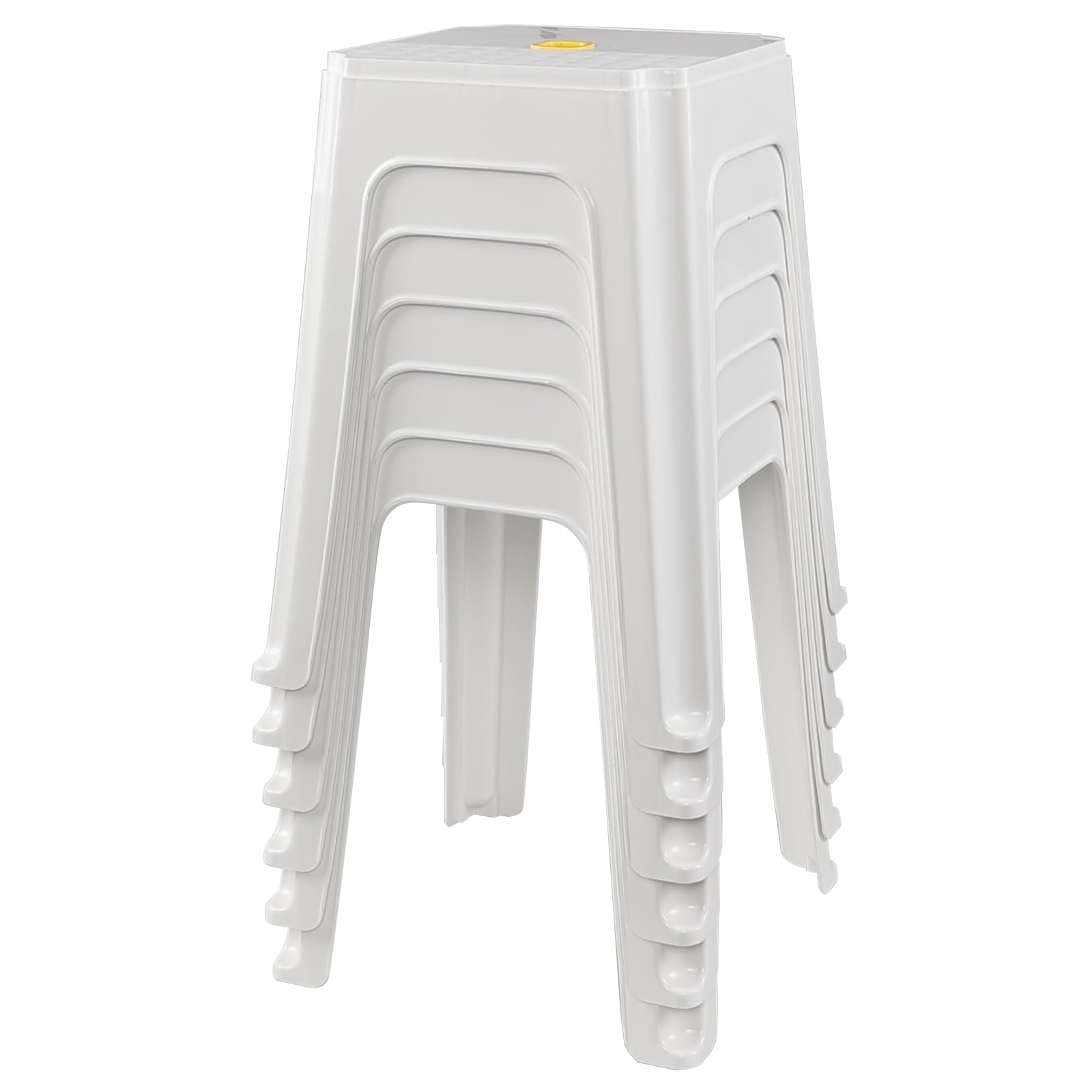 6-Pack White Stack Stools, Stacking Set-Stackable Nesting Stools/Chairs for Home, Office, Classrooms