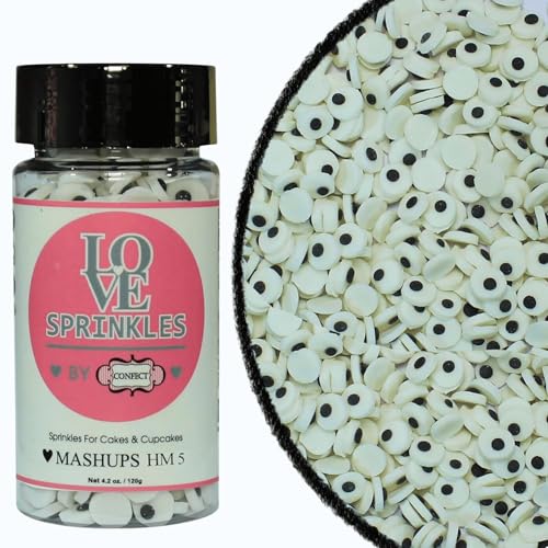 Image of Confect Edible Spooky Candy Eyes Halloween Sprinkles for Cake, Cupcake & Cookie Decoration - Ghost Sprinkles for Baking - Fun Gala Sprinkle Mix- 4.2 Oz
