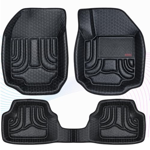 Image of OTO2EYE Car Floor Mat 4.5D Compatible for Maruti Suzuki Wagon R (2019 Onwards) All Model, 100% Waterproof Tray Shape, Set of 3 Pieces, Top Notch PVC 4.5D Foot Mats, Washable, 1 Year Warranty