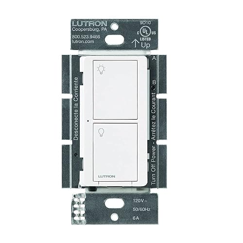 Vista 27 de Lutron Caseta - Interruptor de luz inteligente original (requiere Lutron Smart Hub), para el hogar, luces LED y ventiladores, 6 amperios, un solo