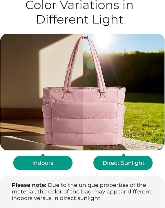 Image of Fashion Puffy Bag for Women Soft Handbag Lightweight Puffy Puffy Bag Travel Shoulder Bag 15.6 inch Laptop Handbag Quilted Work Bag for Women Stylish Everyday Carry (Multicolor)