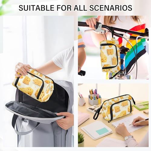Image of Big Capacity Pencil Case,Cheese Pen Bag Pouch Holder Stationery Bag School College Office Organizer for Teen Adults Student