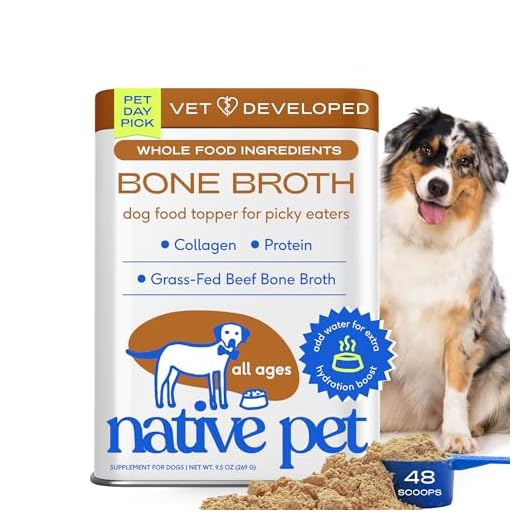 Native Pet Bone Broth for Dogs - Made with Real Beef Bone Broth, Dog Food Toppers for Picky Eaters - Provides Extra Hydration & Nutrition for Joint Strength, Immunity & Heart Health-48 Scoops
