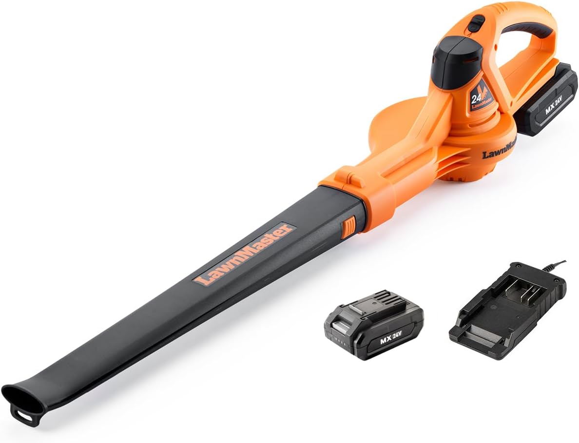 LawnMaster MX 24V Cordless Leaf Blower with Battery - Powerful Garden Blower with MX 24V 2.0Ah Lithium ion Battery and Charger, 2 Year Guarantee
