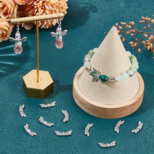 SUNNYCLUE 1 Box 120Pcs Dragonfly Wing Beads Bulk Silver Wing Bead Charm Alloy Metal Tibetan Vintage Fairy Wings Spacer Beads for jewellery Making Beads DIY Christmas Necklace Earrings Beginners Women - Image 4