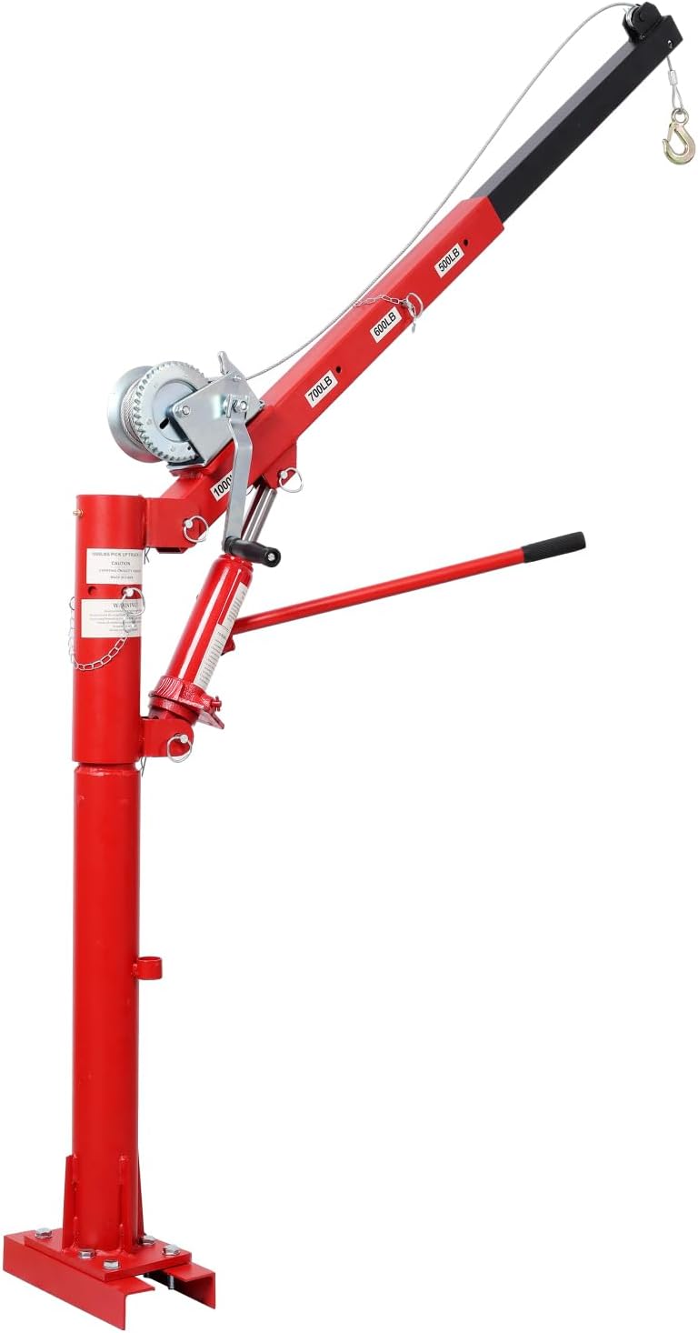 1000 Lbs Pickup Truck Crane with Adjustable Capacities (500/600/700/1000 Lbs) - Heavy Duty Lifting for Factories, Warehouses, Construction
