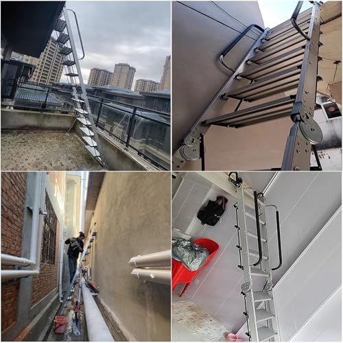 Escalera plegable para altillo de aluminio resistente con ganchos de seguridad 8