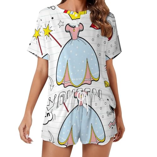 Vêtements de nuit ete pyjama femme ensemble léger manches courtes confortable