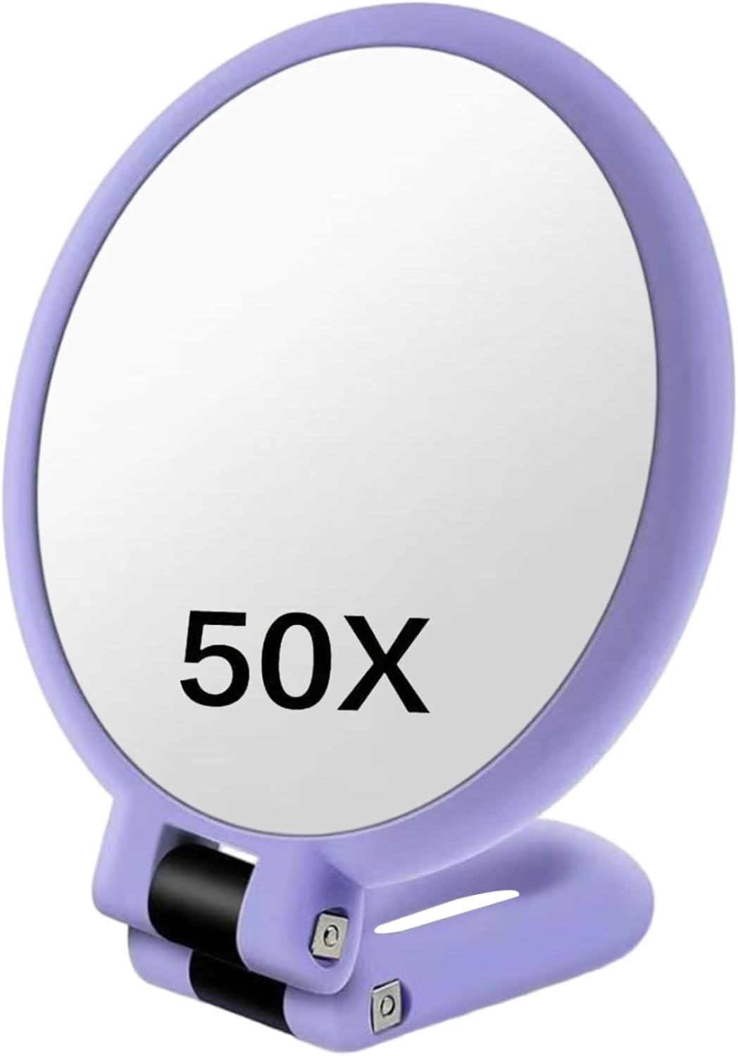 Espejo de mano con asa, doble cara de 50 aumentos y 1 aumento, espejo plegable para maquillaje, viajes, montaje en pared, uso en escritorio (negro) — view 8