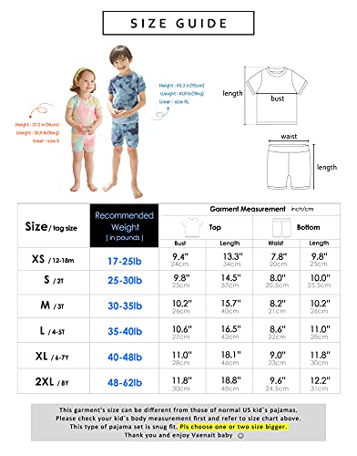 Vaenait Baby Girls Boys Pajamas Sleepwear Short Summer Pjs 2Pcs Set Tiedye-Shirring Limeblue-Short L #TOP4