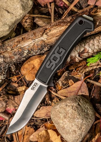 Image of optimistic Professional SOG Kitchen Knife with Black Handle, Fixed Blade Tac - Design, Premium Stainless Steel Chef Knife
