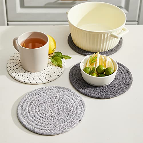 Jehdhe Set Of 6 Trivets For Hot Dishes, Hot Pads, Pot Holders - Cotton Woven Trivet Mats - 7 Inch Round Trivets For Hot Pots And Pans, Quartz Countertops, Kitchen Counter #TOP4