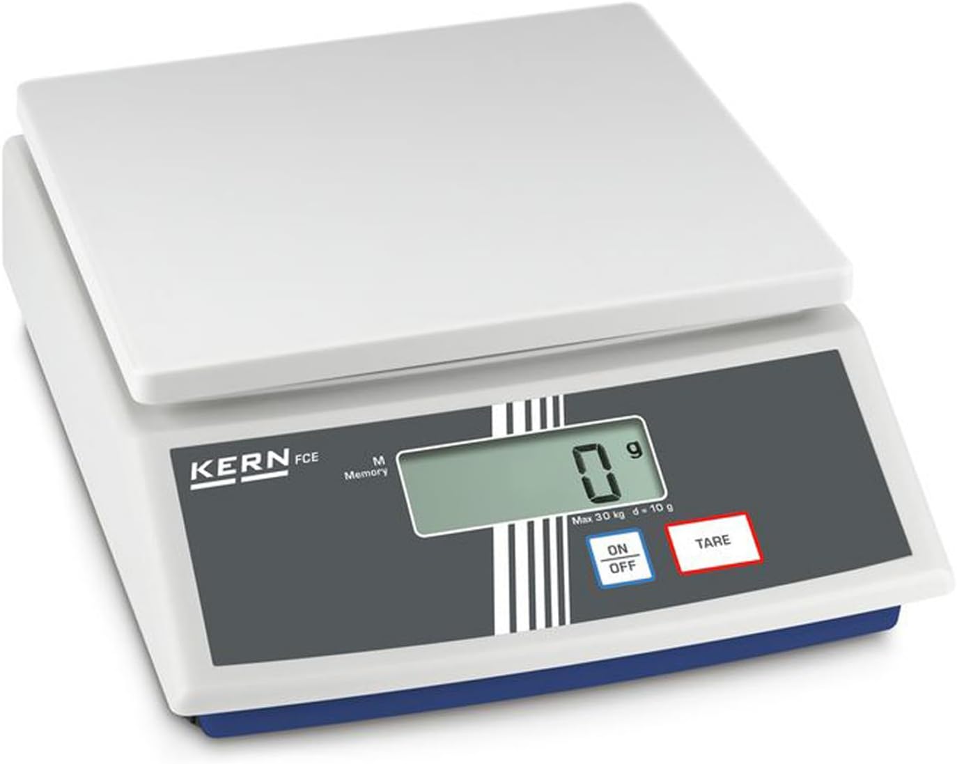 Bench scale [Kern FCE 15K5N] Entry-level bench scale, mobile, practical, lightweight, Weighing Range [Max]: 15 kg, Readout [d]: 5 g, Reproducibility: 10 g, Linearity: 15 g, Weighing plate: WxD 252x228 mm (Plastic)